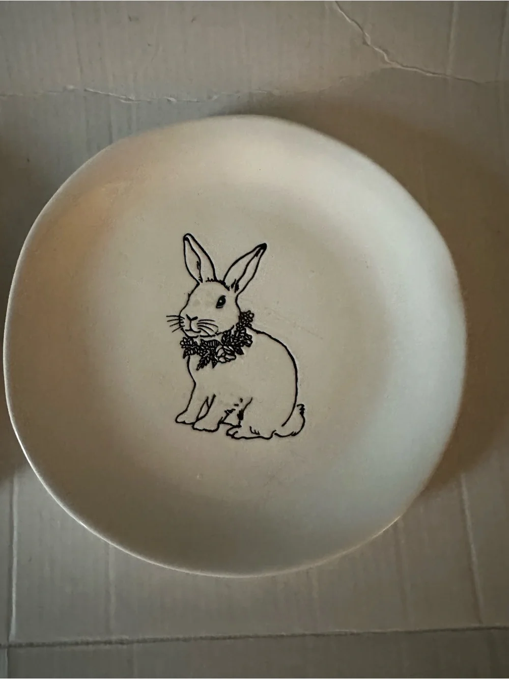 Pier 1 Bunny Rabbit Easter Plates Set of 2 White Stoneware Dessert Salad Plates